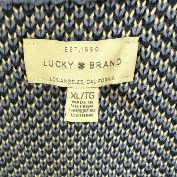 Lucky Brand Cardigan Sweater Blue Aztec Shawl
Collar Open Front - Picture 3 of 5